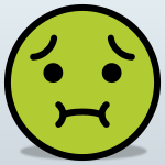 Grner Emoji-Smiley dem schlecht ist.