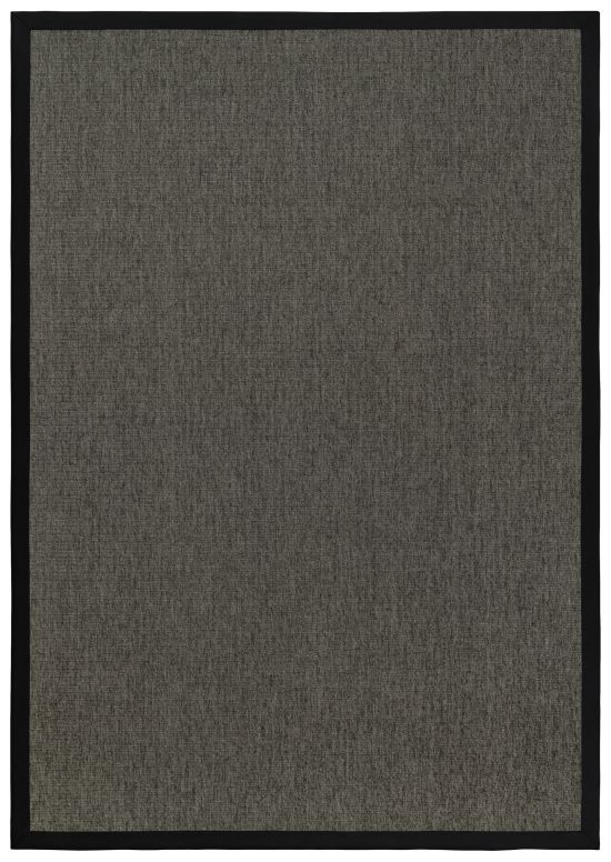 Outdoor Teppich Taffino Rips graubraun Bordüre schwarz