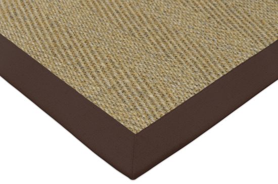 Sisal Teppich Fischgrat natur Baumwollbordre mocca