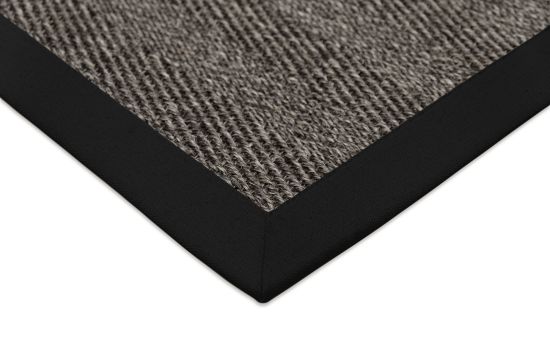 Sisal Teppich Fischgrat grau Baumwollbordre schwarz