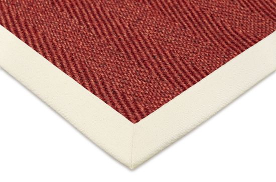 Sisal Teppich Fischgrat rot Baumwollbordre cremewei