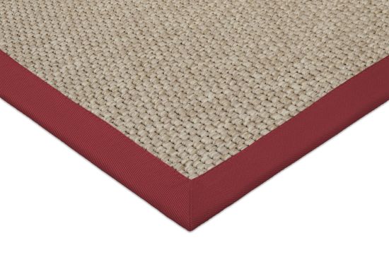 In- & Outdoor Teppich Cordoba natur Polyesterbordre rot