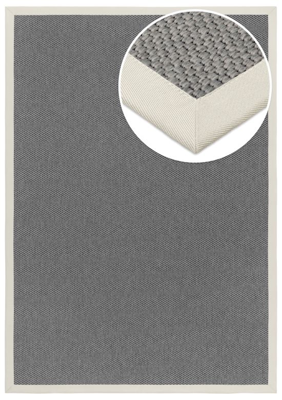 In- & Outdoor Teppich Cordoba grau Polyesterbordre naturwei