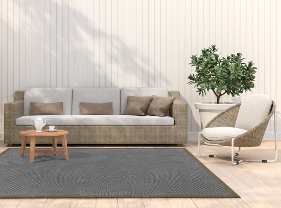 In- & Outdoor Teppich Cordoba grau Polyesterbordre taupe