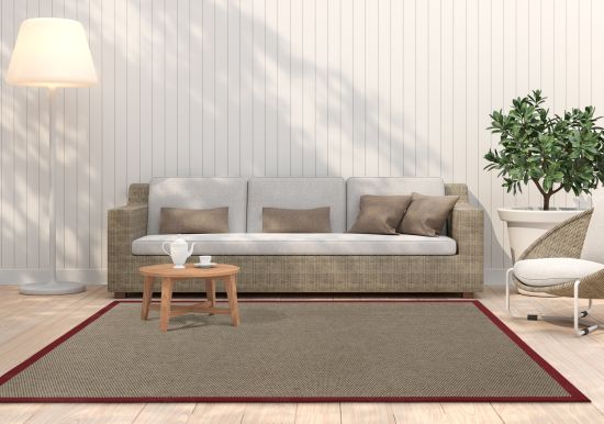 In- & Outdoor Teppich Cordoba taupe Polyesterbordre rot