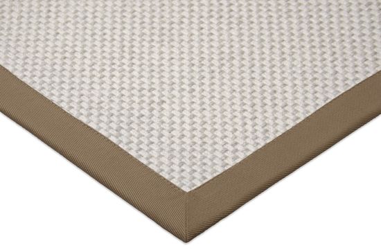 Wollteppich Luna creme Polyesterbordre oxid-taupe