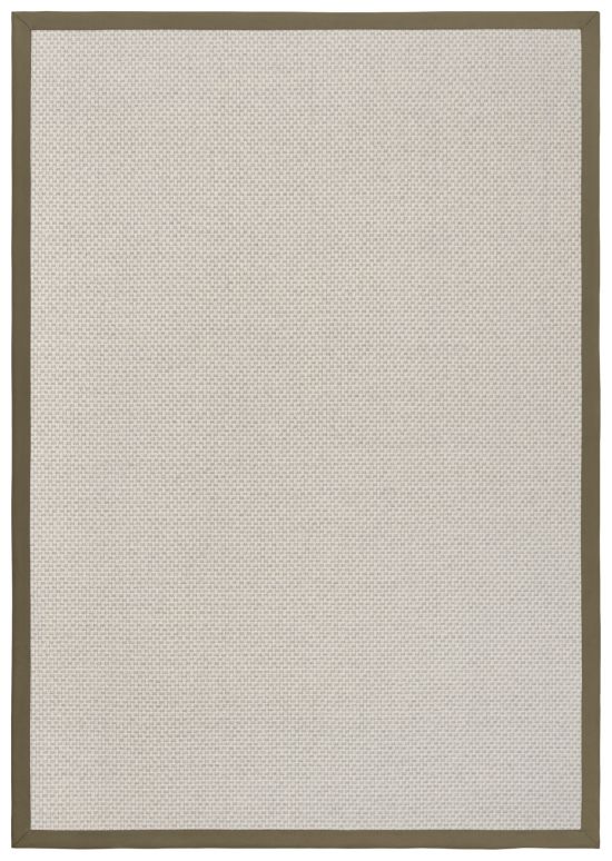 Wollteppich Luna creme Polyesterbordre taupe