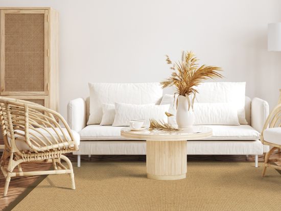 Sisal Teppich Manchu natur meliert Baumwollbordre pecanbraun