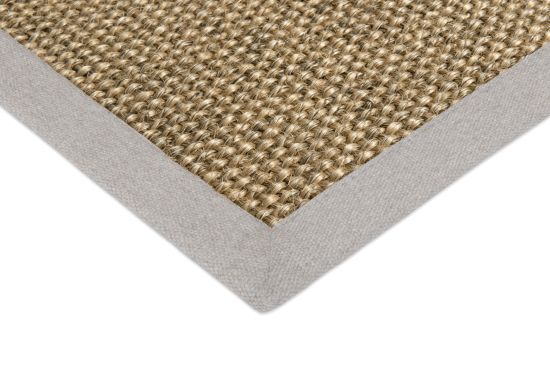 Sisal Teppich Manchu hellbraun meliert Baumwollbordre taguagrau