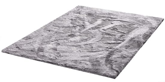 Flauschiger Teppich Robin grau-weiss-meliert - Kunstfell
