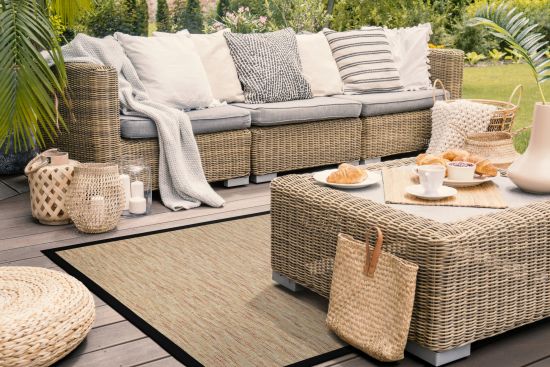 Outdoor Teppich Saint Lucia Sandy-Beach Bordre schwarz