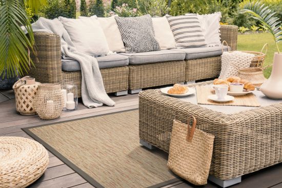 Outdoor Teppich Saint Lucia Sandy-Beach Bordre achatgrau