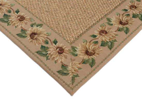 Sisal Teppich Manchu natur meliert Musterbordre Sonnenblumen