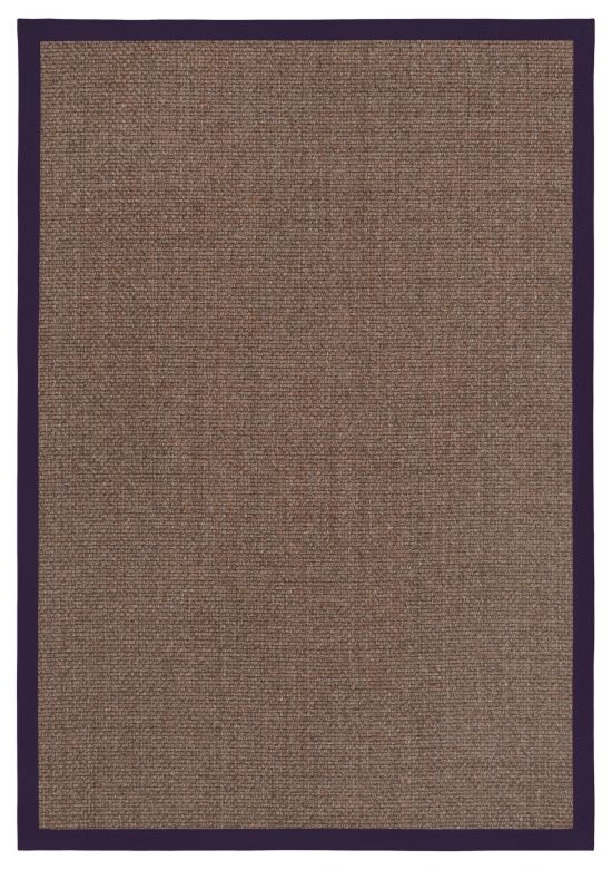 Sisal Teppich Cuadro braun Baumwollbordre aubergine