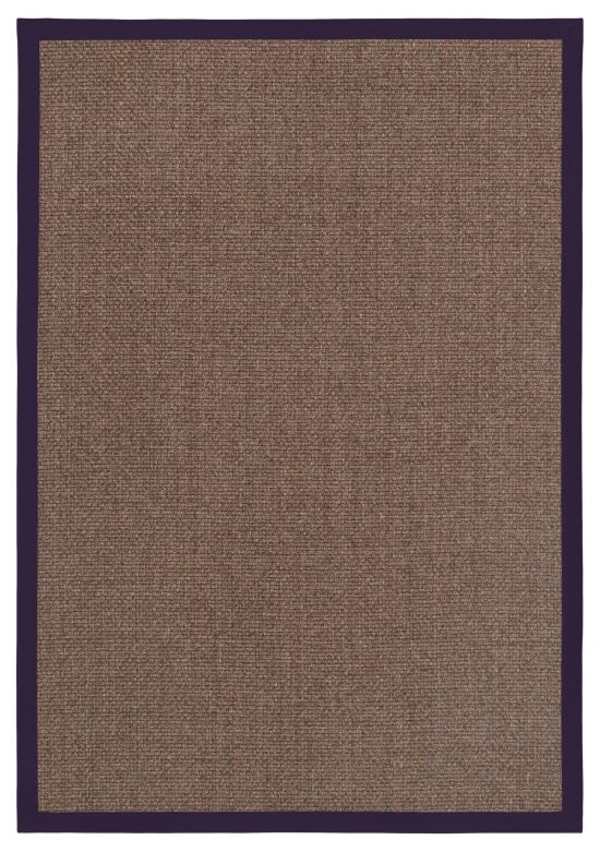 Sisal Teppich Cuadro braun Baumwollbordre aubergine