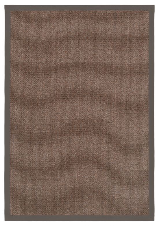 Sisal Teppich Cuadro braun Baumwollbordre dunkeloliv