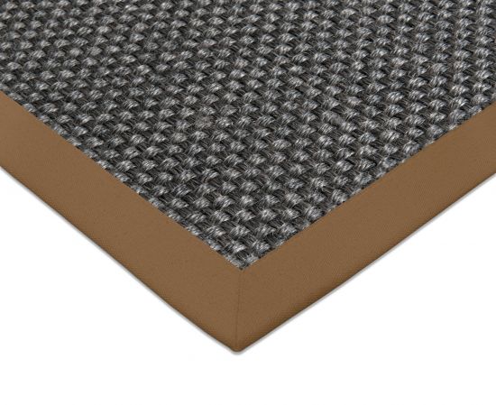 Sisal Teppich Cuadro grau Baumwollbordre braun