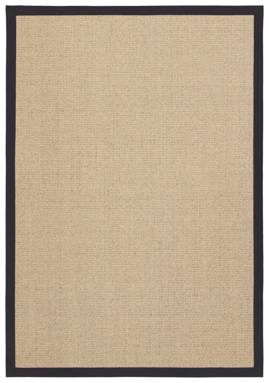 Sisal Teppich Cuadro hellbeige Baumwollbord�re anthrazit