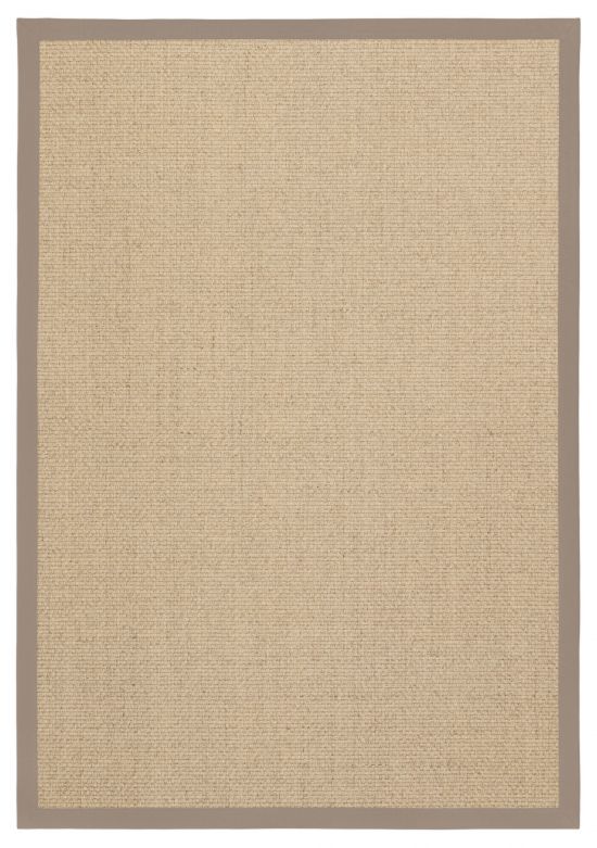 Sisal Teppich Cuadro hellbeige Baumwollbordre champagner