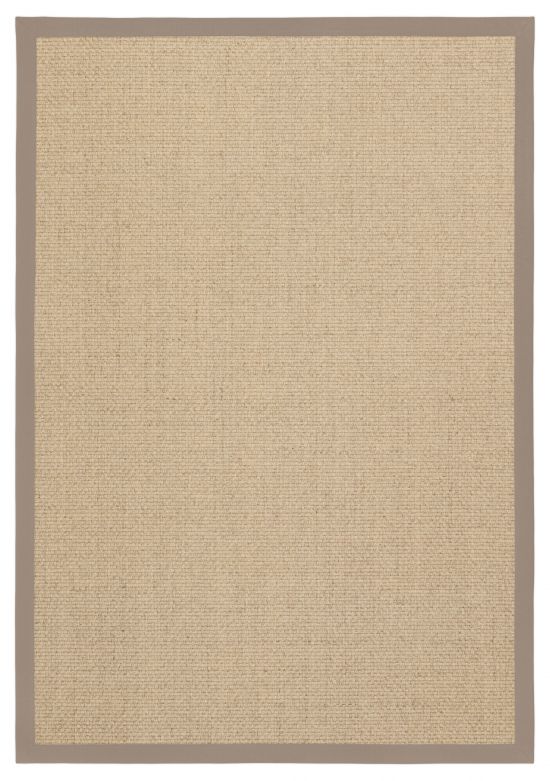 Sisal Teppich Cuadro hellbeige Baumwollbordre champagner