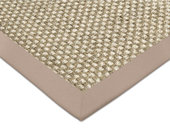 Sisal Teppich Cuadro hellbeige Baumwollbordre champagner