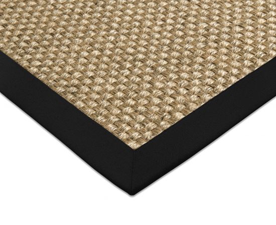 Sisal Teppich Cuadro natur Baumwollbordre schwarz