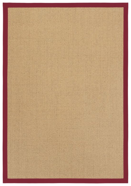 Sisal Teppich Cuadro natur Baumwollbordre scharlachrot