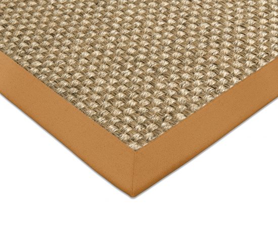 Sisal Teppich Cuadro natur Baumwollbordre safran