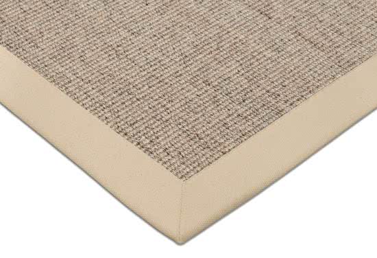 Sisal Teppich Mio beigemix Baumwollbordre hellbeige