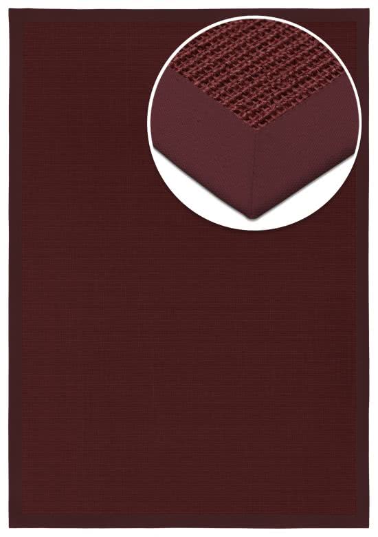 Sisal Teppich Mio bordeaux mit Baumwollbordre