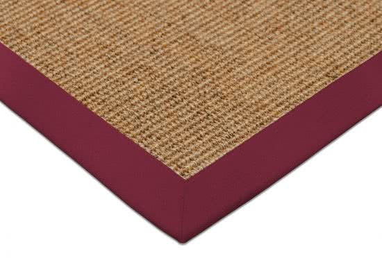 Sisal Teppich Mio nuss Baumwollbordre rot