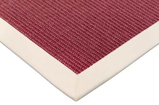 Sisal Teppich Mio rot Baumwollbordüre cremeweiß