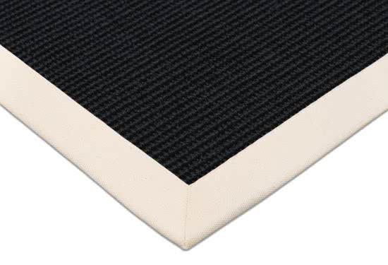 Sisal Teppich Mio schwarz Baumwollbordüre cremeweiß