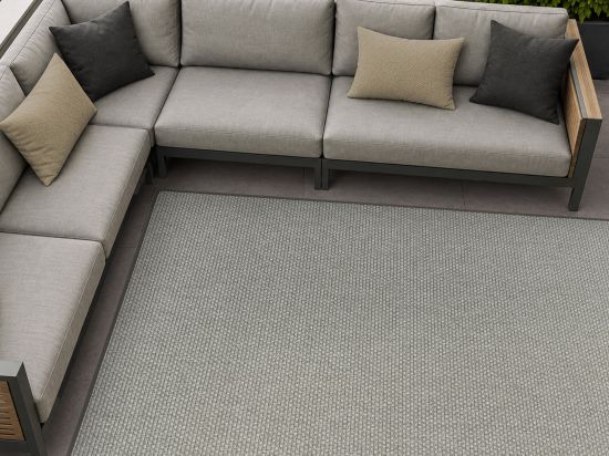 In- & Outdoor Teppich Taffino Panama Split hellgrau gekettelt