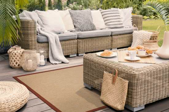 Outdoor Teppich Taffino Rips natur Bordre terra