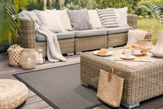 Outdoor Teppich Taffino Tweed grau Bordre grau