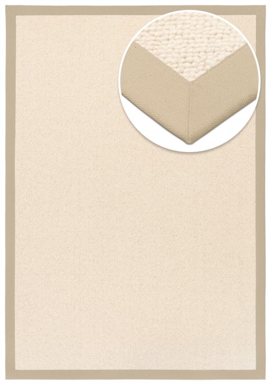 Wollteppich Wlkchen creme Bordre hellbeige