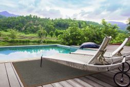 Alternatives Bild von Outdoor Teppich Taffino Rips graubraun Bordre cognac