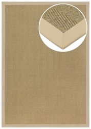 Sisal Teppich Fischgrat natur Baumwollbordre hellbeige