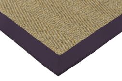 Sisal Teppich Fischgrat natur Baumwollbordre aubergine