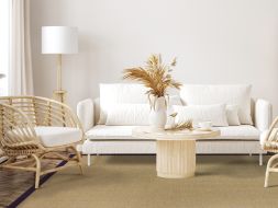 Sisal Teppich Fischgrat natur Baumwollbordre aubergine