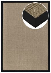 Bild von Sisal Teppich Fischgrat macciato Baumwollbordre schwarz