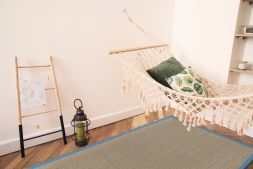 Alternatives Bild von Sisal Teppich Fischgrat macciato Baumwollbordre jeansblau