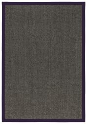 Sisal Teppich Fischgrat grau Baumwollbordre aubergine