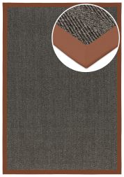 Bild von Sisal Teppich Fischgrat grau Baumwollbordre terra