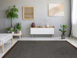 Alternatives Bild von Sisal Teppich Fischgrat grau Baumwollbordre mocca