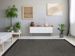 Alternatives Bild von Sisal Teppich Fischgrat grau Baumwollbordre schoko