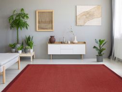 Sisal Teppich Fischgrat rot Polyesterbodre rot