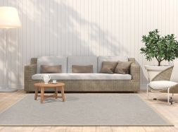 In- & Outdoor Teppich Taffino Como grau Polyesterbordre hellbeige