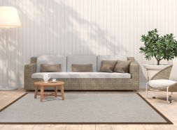 In- & Outdoor Teppich Taffino Como grau Polyesterbordre cognac